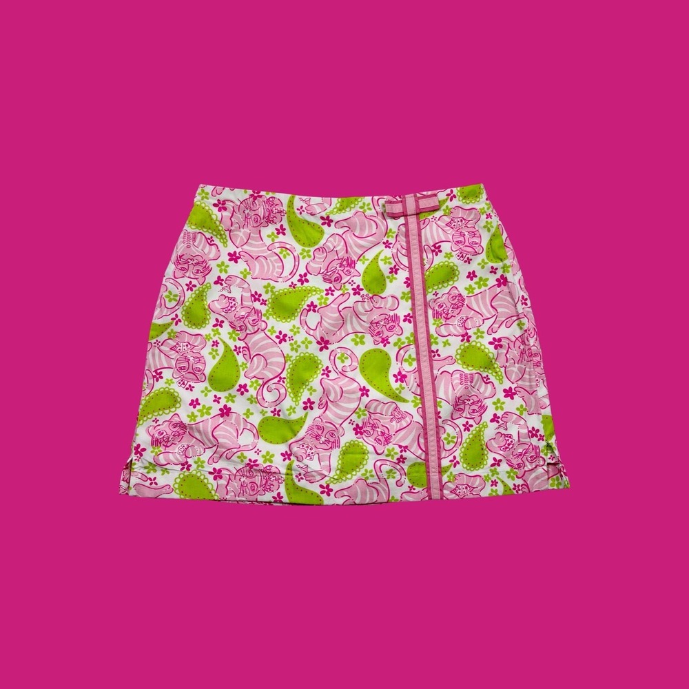 Vintage Girl's Lilly Pulitzer Animal Print Wrap Mini Skirt, Size 12